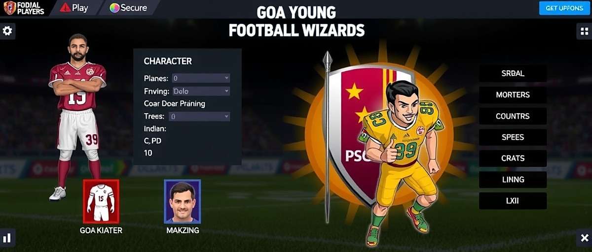 Goa Young Football Wizards - Player Customization Goa Young Football Wizards character creation screen with Indian player customization options