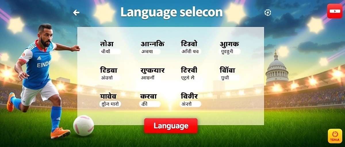 Goa Young Football Wizards - Language Options Goa Young Football Wizards language selection screen showing various Indian languages